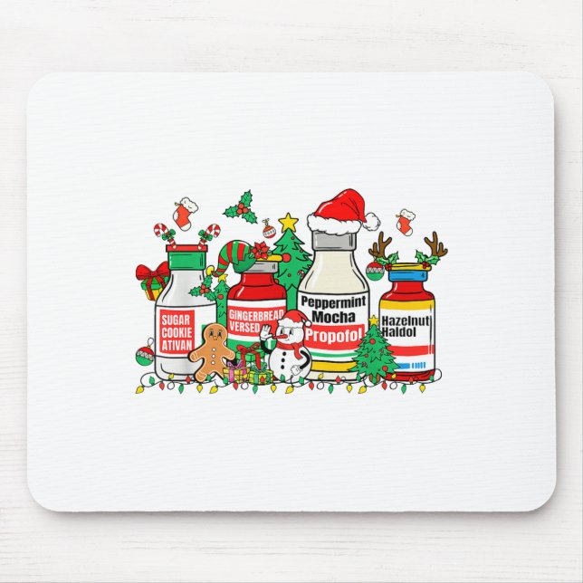 Tapis De Souris Christmas Medication Bottles Funny Nurse Humor  (Devant)