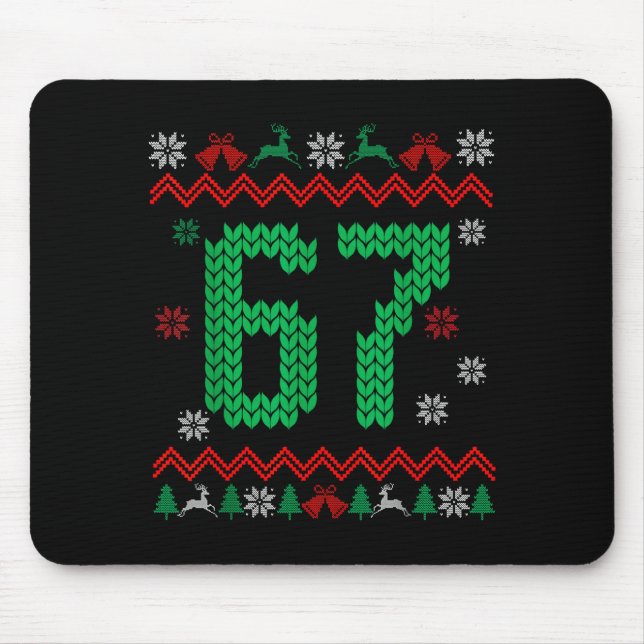 Tapis De Souris Christmas Santa 67 Six Seven Meme Ugly Sweater  (Devant)