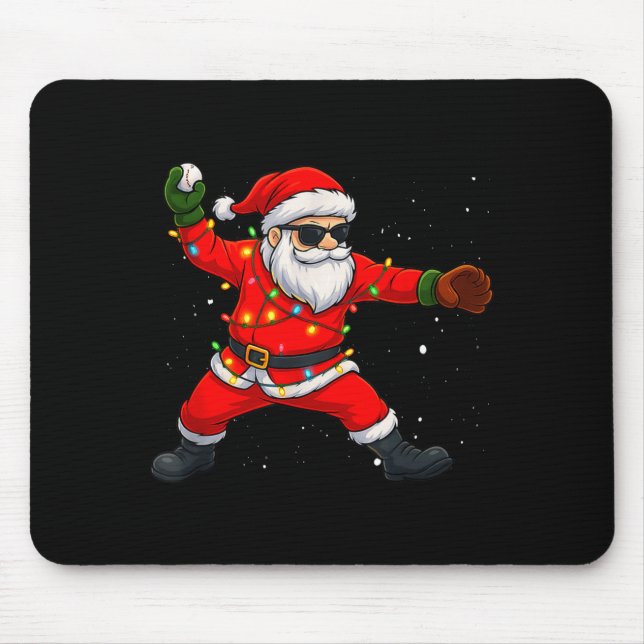 Tapis De Souris Christmas Santa Claus Baseball Tcher Boys Kids Tee (Devant)
