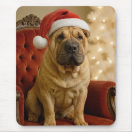 Tapis De Souris Christmas Shar-Pei Wearing Santa Hat