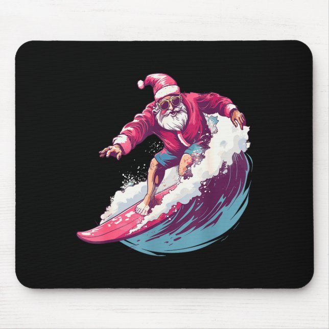 Tapis De Souris Christmas Surfing Santa Surfboarder Surf Lover Xma (Devant)