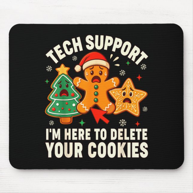 Tapis De Souris Christmas Tech Suprt Here To Delete Cookies Xmas M (Devant)