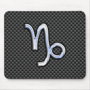 Tapis De Souris Chrome argenté comme le symbole du capricorne en f