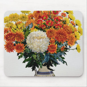 Tapis De Souris Chrysanthèmes dans une cruche modelée 2005