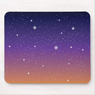 Tapis De Souris Ciel d'étoile violet et or