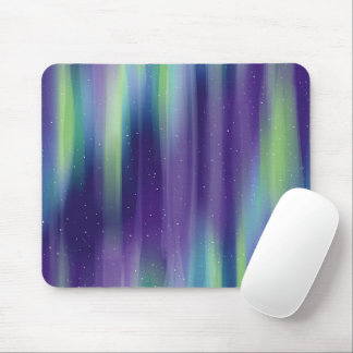 Tapis De Souris Ciel nocturne aurore boréale bleu violet