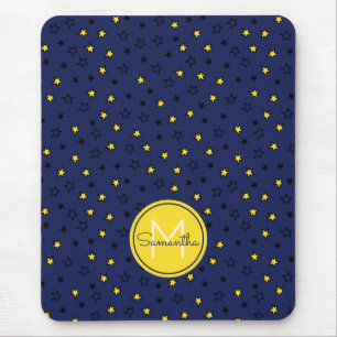 Tapis De Souris Ciel Nocturne Étoiles Mignonnes sur Motif Bleu Mar