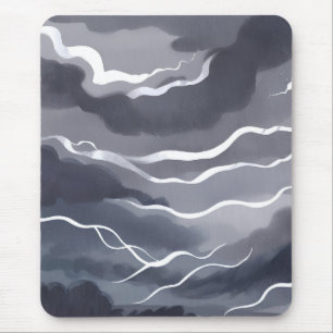 Tapis De Souris Cieux orageux   Abstrait aquarelle ciel gris foncé