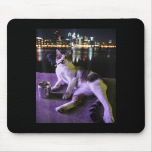 Tapis De Souris Cigarette Kitten Drôle Fumer Chat Mème Bra Stupide