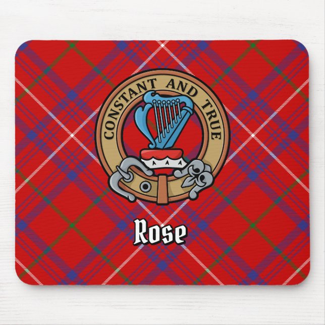 Tapis De Souris Cimier Rose de clan sur Tartan (Devant)