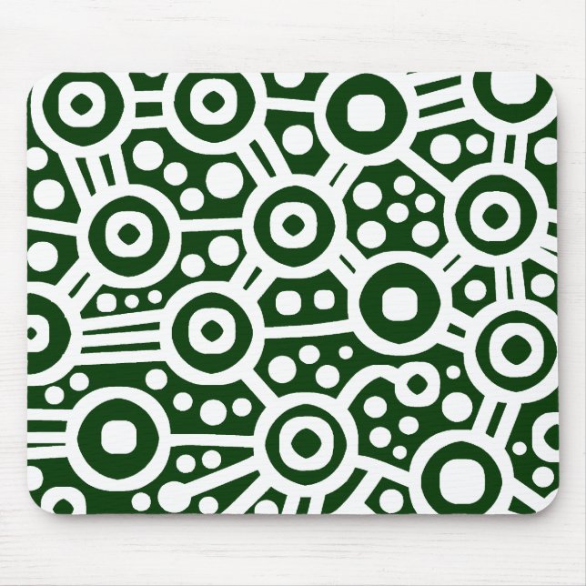 Tapis De Souris Circuit Alien - Blanc sur Vert foncé (Devant)