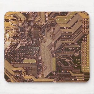 Tapis De Souris Circuit imprimé cybernétique doré technologie art 
