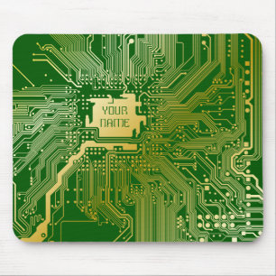 Tapis De Souris Circuit Monogramme Motherboard Electronics Chip Te