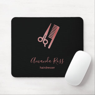 Tapis De Souris Ciseaux en or rose et peigne noir