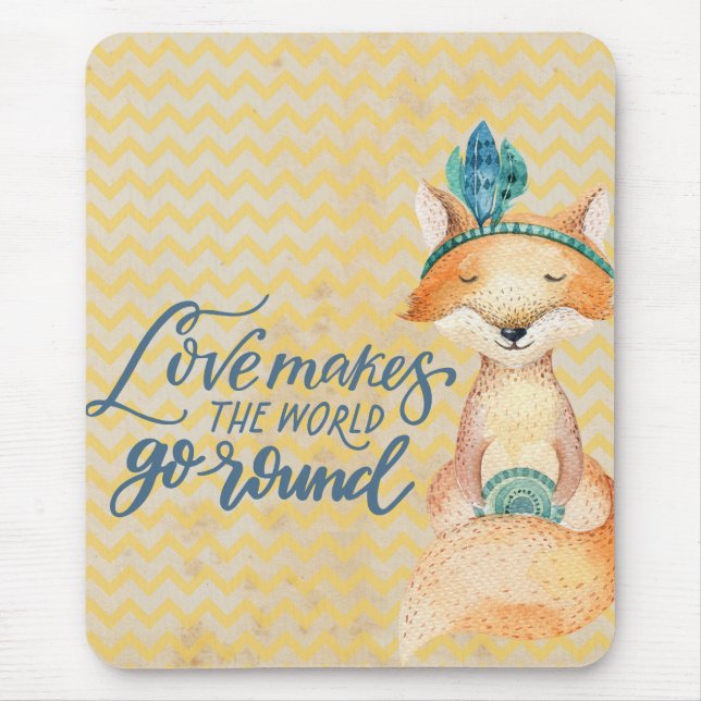 Tapis De Souris Citation Boho Fox Love (Devant)