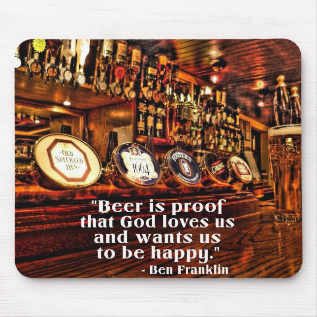 Tapis De Souris Citation célèbre de bière de Ben Franklin (Devant)