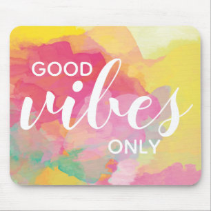 Tapis De Souris Citation d'affirmation de bonne onde en aquarelle