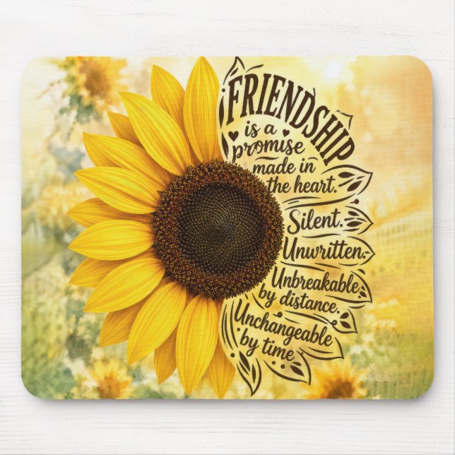 Tapis De Souris Citation d'amitié tournesol (Devant)