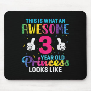 Tapis De Souris Citation d'anniversaire de la princesse âgée de 3