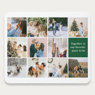 Tapis De Souris Citation de famille Photo Collage Vert