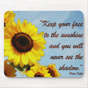 Tapis De Souris Citation de Helen Keller avec le tournesol