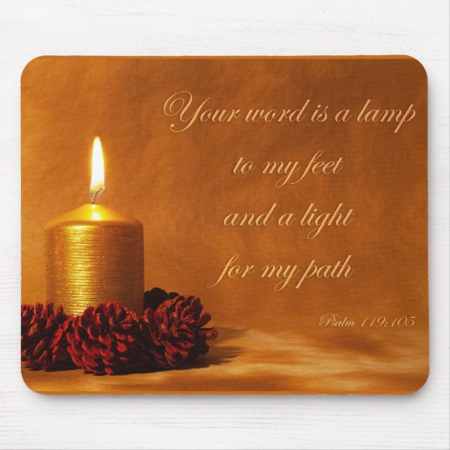 Tapis De Souris Citation de la Bible avec bougie de Noël (Devant)