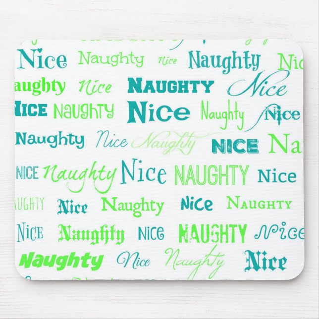 Tapis De Souris Citation de Noël Fun Naughty ou Nice (Devant)