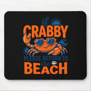 Tapis De Souris Citation de vacances à la plage de crabe de cœur m