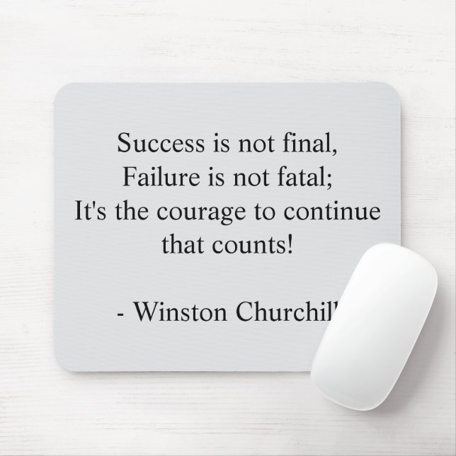 Tapis De Souris Citation de Winston Churchill; Réussite Minimalist (Avec souris)