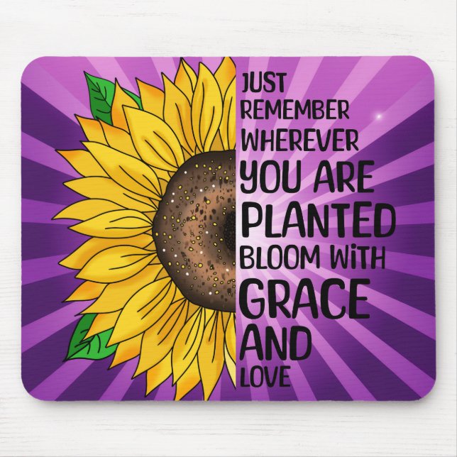 Tapis De Souris Citation et tournesol tiré à la main (Devant)
