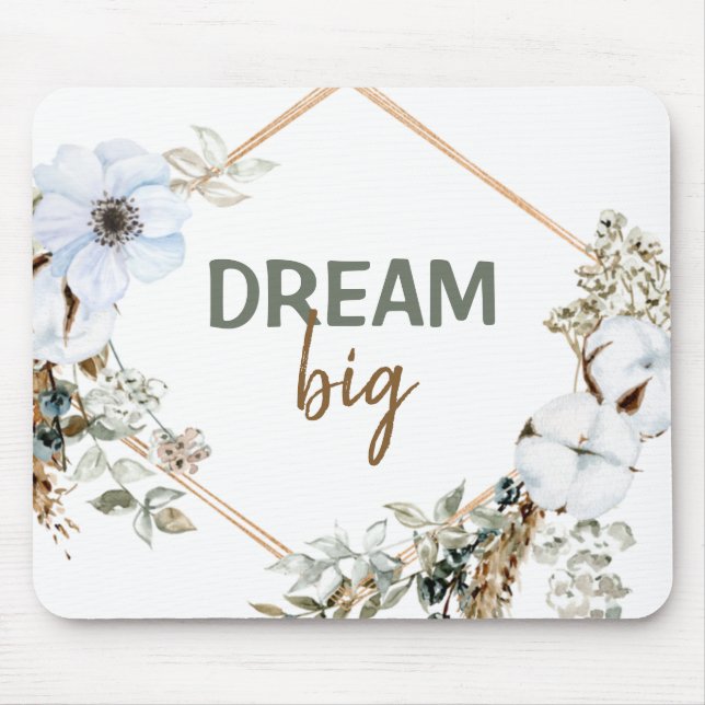 Tapis De Souris Citation Inspirante en Grass Dream Big Boho Chic P (Devant)