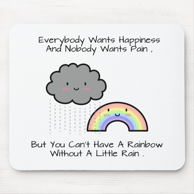 Tapis De Souris Citation mignonne de bonheur de nuage de pluie (Devant)