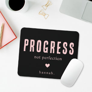 Tapis De Souris Citation Motivante Typographie Noir et Rose