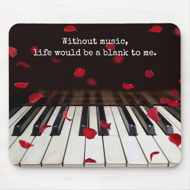 Tapis De Souris Citation musicale sur les touches de piano (Devant)