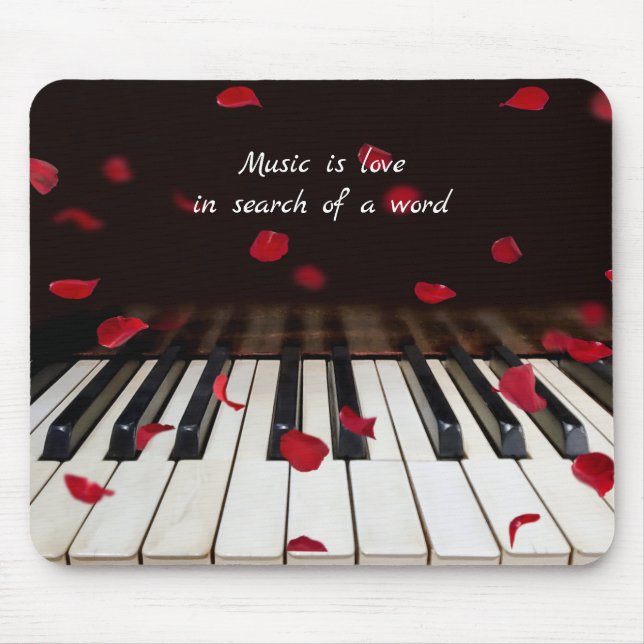 Tapis De Souris Citation musicale sur les touches de piano (Devant)