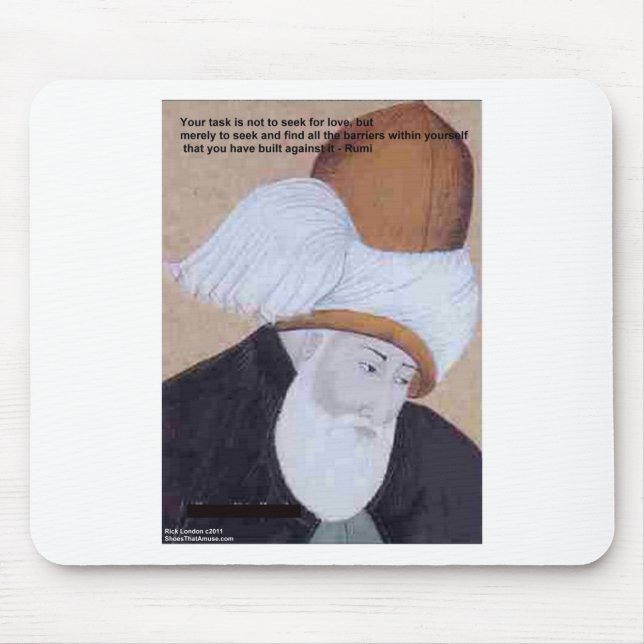 Tapis De Souris Citation Rumi "Obstacles De L'Amour" Sur Les Cadea (Devant)