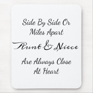 Tapis De Souris Citation Tante & Nièce – Côte à Côte ou à des Mile
