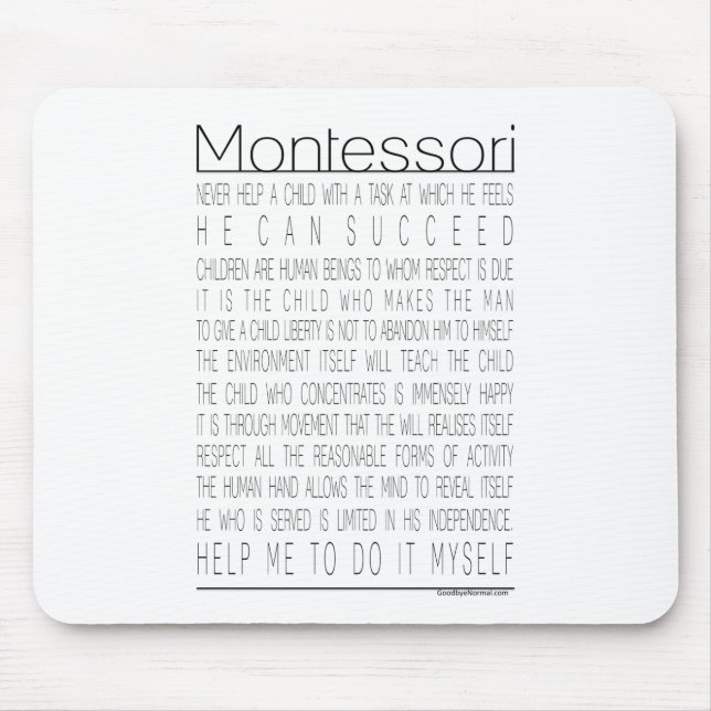Tapis De Souris Citations de Maria Montessori (Devant)