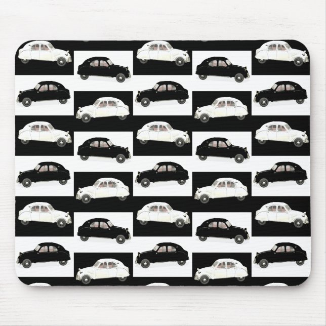 Tapis De Souris Citroen 2CV noir blanc (Devant)