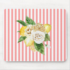 Tapis De Souris Citron et rose sur bandes coralliennes