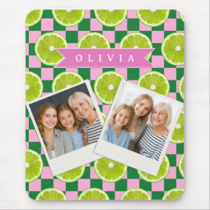 Tapis De Souris Citron Personnalisé Gingham Citrus Nom Personnalis