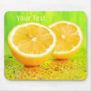 Tapis De Souris Citron tranché et gouttes d'eau Mousepad