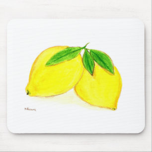 Tapis De Souris Citrons Fruits jaunes Aquarelle d'agrumes tropicau