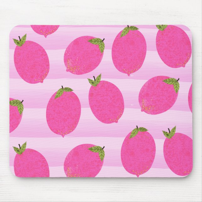 Tapis De Souris Citrons roses Lemonade Fruit d'été Aquarelle (Devant)