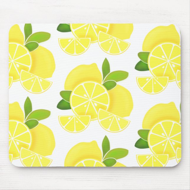Tapis De Souris Citrons | tranches de citron | motif d'agrumes ens (Devant)