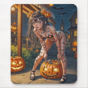 Tapis De Souris Citrouille et chauve-souris d'Halloween Monstre Fi