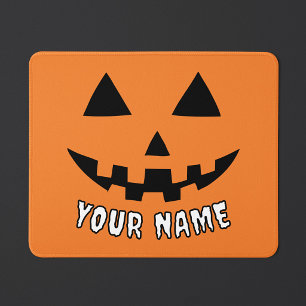 Tapis De Souris Citrouille orange personnalisée Halloween Votre no
