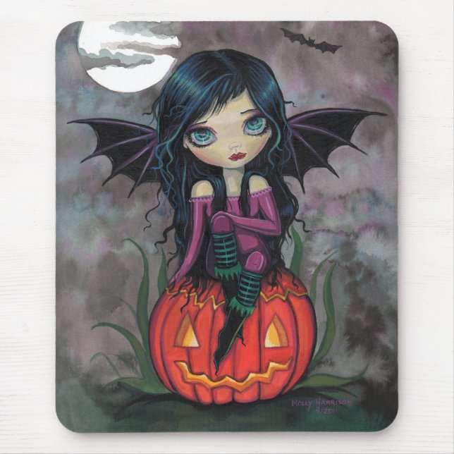 Tapis De Souris Citrouille Pixie Halloween Mousepad (Devant)