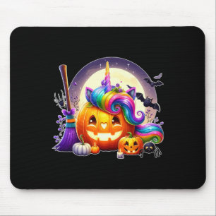 Tapis De Souris Citrouille sculpté comme Unicorne Face Halloween c