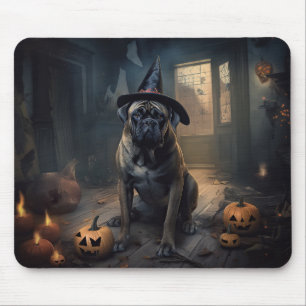 Tapis De Souris Citrouilles Bullmastiff Halloween Épouvantables